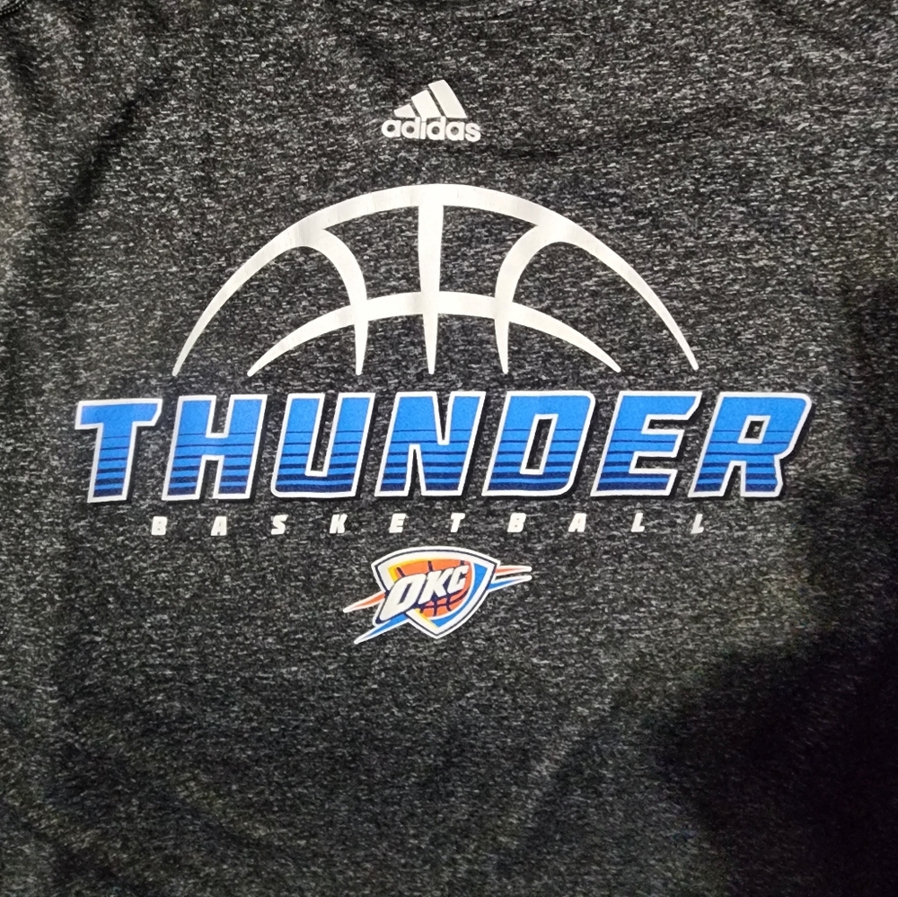 Mens Adidas Gray Oklahoma Thunder Basketball Long Tee Sz.2XL - Picture 3 of 5